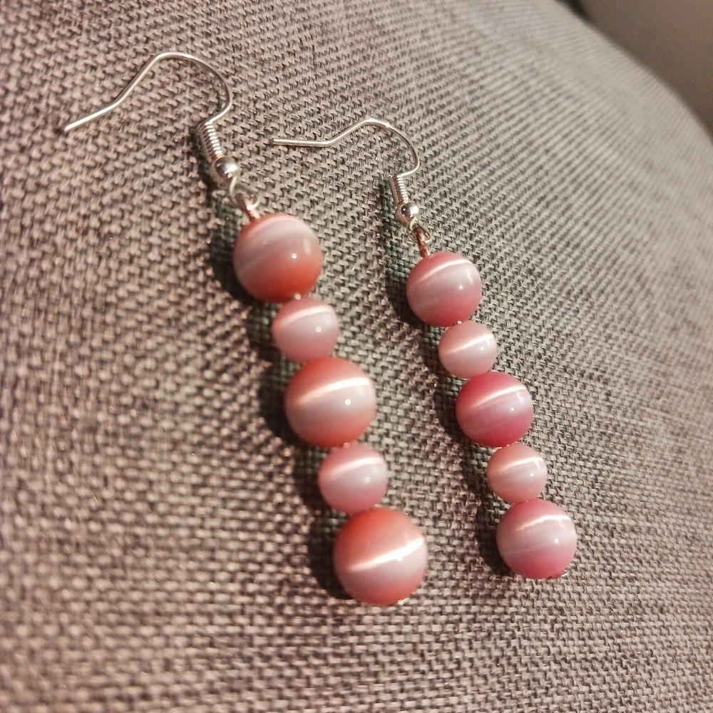 Pink Earrings Cats Eye Glass Girlhoodcore Y2K - New Item (2")